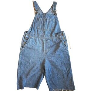 Vintage 90's Crazy Horse Liz Claiborne Women's Denim Overalls Crop Raw Hem Blue